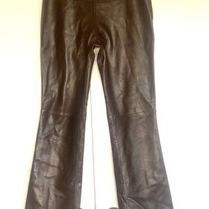 VAKKO NEW YORK 100% LAMB LEATHER BROWN BOOTCUT PANTS SIZE: 4